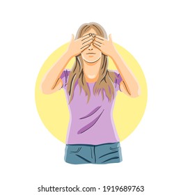 Woman covering her eyes with hands 