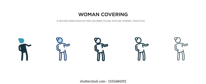 woman covering icon in different style vector illustration. two colored and black woman covering vector icons designed in filled, outline, line and stroke style can be used for web, mobile, ui