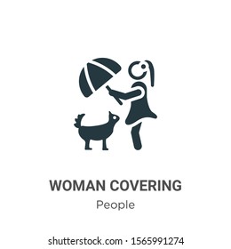 Woman covering vector icon on white background. Flat vector woman covering icon symbol sign from modern people collection for mobile concept and web apps design.