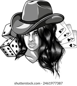 woman with a cowboy hat with casino game
