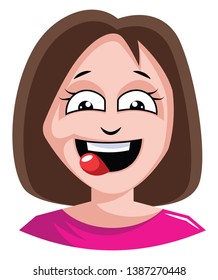 Woman is craving some delicious food illustration vector on white background