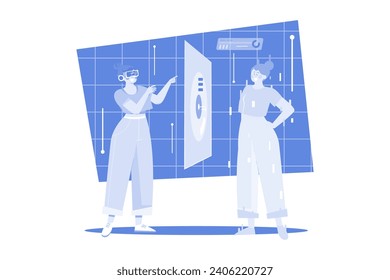 Woman Creating Metaverse Avatar Illustration Concept