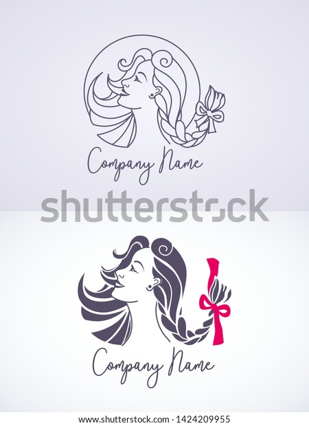 Woman Creative Coiffure Logo Set Beauty Stock Vector Royalty Free