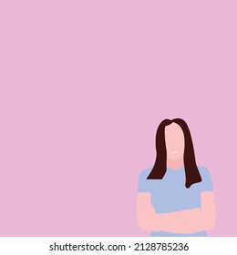 woman with crossed arms smiles on lilac background
