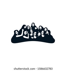 woman crowd. woman fun together vector illustration