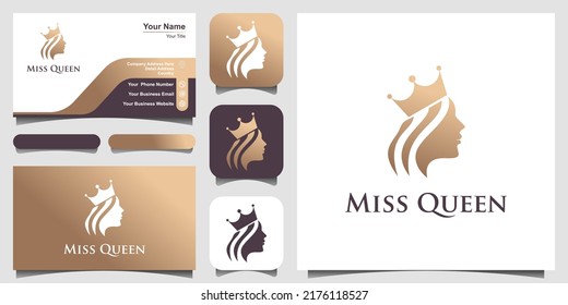 woman with crown logo design.