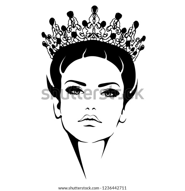 Woman Crown Queen Black White Silhouette Stock Vector (Royalty Free ...