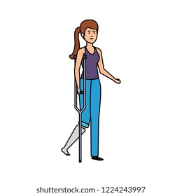 woman with crutches character