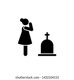 Woman cry weep funeral widow icon. Element of pictogram death illustration
