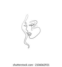 Woman crying from depression. Eyes in tears. Print for clothes, t-shirt, emblem or logo design, continuous line drawing, small tattoo, isolated vector illustration.