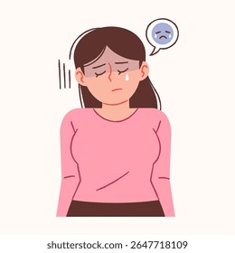 Woman crying. Depression or sadness illustration.
