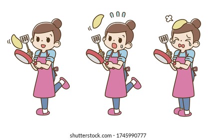 La mujer está llorando por el fracaso en cocinar