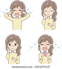 Woman Crying Hard, Two Poses (Upper Body)