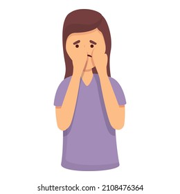 Woman crying icon cartoon vector. Panic stress. Anxiety attack