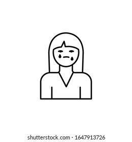 woman crying line illustration icon on white background