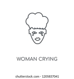 Woman Crying linear icon. Woman Crying concept stroke symbol design. Thin graphic elements vector illustration, outline pattern on a white background, eps 10.