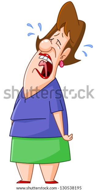 Woman Crying Out Loud Stock Vector (Royalty Free) 130538195