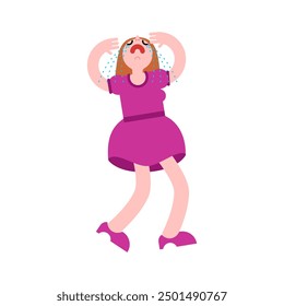 Woman crying and sad. Girl in hysterics. concept lovers' quarrel