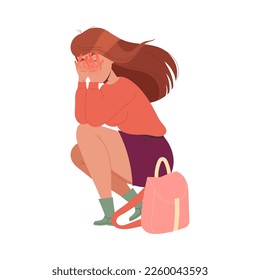 Woman Crying from Sorrow Having Breakup in Relationship Vector Illustration