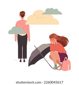 Woman Crying from Sorrow Having Breakup in Relationship Vector Illustration