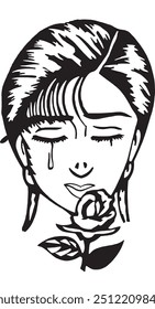 A woman Crying Vector Art Design
