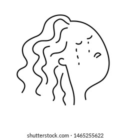 woman crying. vector cartoon illustration