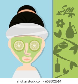 woman with cucumber mask and herbal medicine