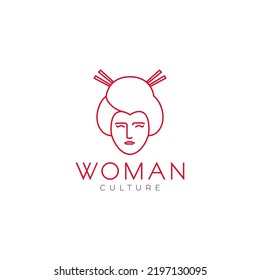 woman culture japan hair traditional logo design