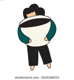 woman and cup coffee illustration design flat