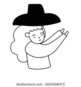 woman and cup coffee illustration design flat