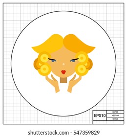Woman with curlers