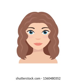 woman with curly hair, hairstyle. Isolated vector illustration