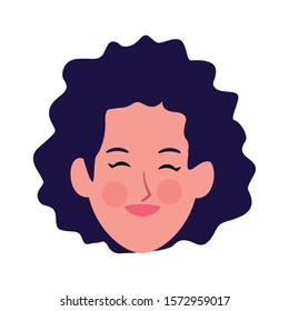 woman with curly hair icon over white background, vector illustration