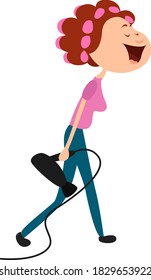Woman with curly hair, illustration, vector on white background
