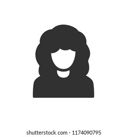 woman with curly hair. monochrome icon