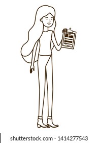 woman with curriculum vitae in white background