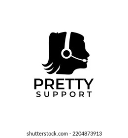 Woman Customer Care Support Vector Logo Design