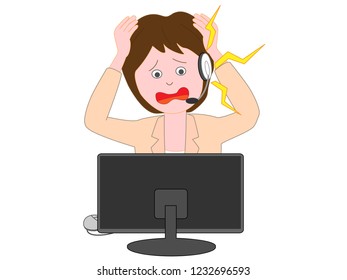 A woman at a customer center that responds to customer complaints.

