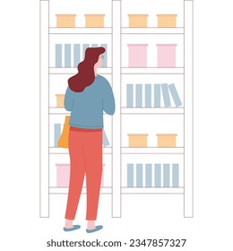 Woman customer at shop vector shopping icon
