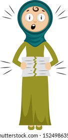 Woman cut paper, illustration, vector on white background.