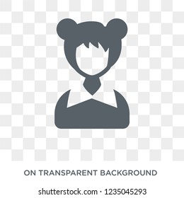 Woman with Cute Hairstyle icon. Trendy flat vector Woman with Cute Hairstyle icon on transparent background from Ladies collection. 