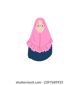 woman with cute pink hijab vector illustration