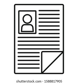 Woman cv paper icon. Outline woman cv paper vector icon for web design isolated on white background