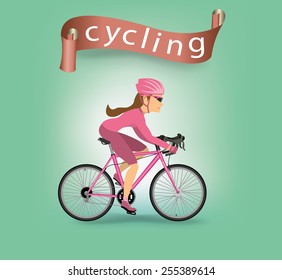 Woman are cycling.vector