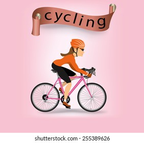 Woman are cycling.vector