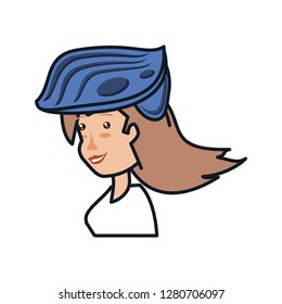 woman cyclist with helmet security
