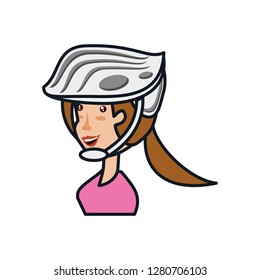 woman cyclist with helmet security