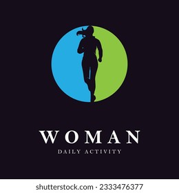 woman daily activity wellness, empowered, success, and health logo design