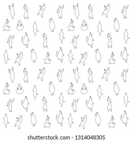 Woman dance in national indian cloth. Black and white. Seamless pattern