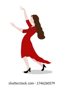 Woman in dance pose isolated on white background. Latin American, Spanish and ballroom dancer